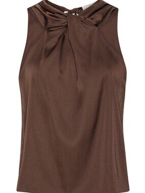 KARMAMIA Florence Top Brown Tie Neck Blouse NWT | Size S/M